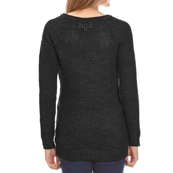 AMBIANCE Juniors' Waffle Knit Long-Sleeve Sweater