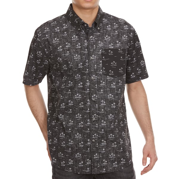 OCEAN CURRENT Guys' Legit Palm Woven Short-Sleeve Shirt