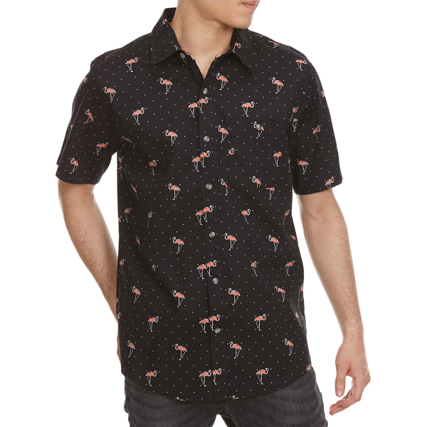 OCEAN CURRENT Guys' Flat Dot Flamingo Woven Short-Sleeve Shirt