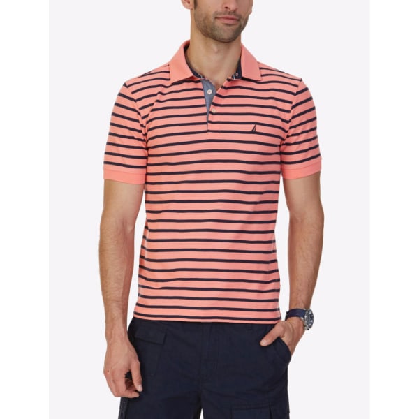 NAUTICA Men's Classic Fit Striped Performance Polo Short-Sleeve Shirt