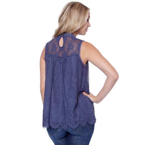 TAYLOR & SAGE Juniors' High-Neck Victorian Lace Tank