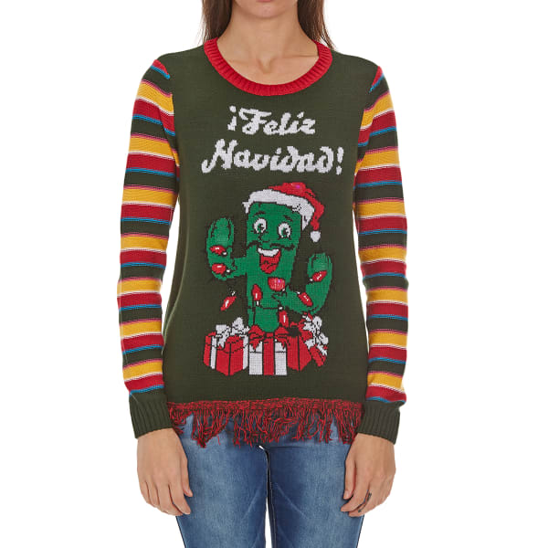 MICHAEL GERALD Juniors' Feliz Navidad Light-Up Sweater