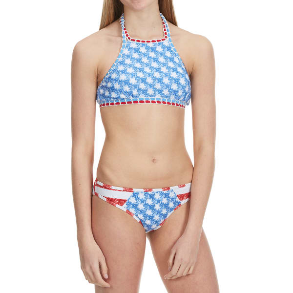 HEAT Juniors'  Stars and Stripes High-Neck Bikini Top