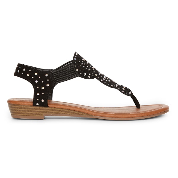 RAMPAGE Women's Candra Rhinestone T-Strap Sandals, Black