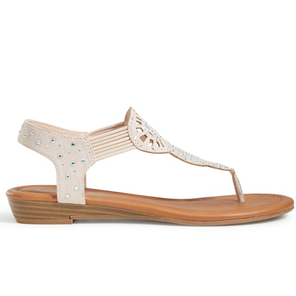 RAMPAGE Women's Candra Rhinestone T-Strap Sandals, Blush