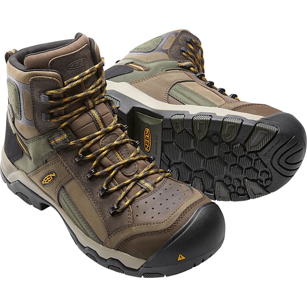 KEEN Men's Davenport Mid Waterproof Composite Toe Work Boots, Shitake/Forest