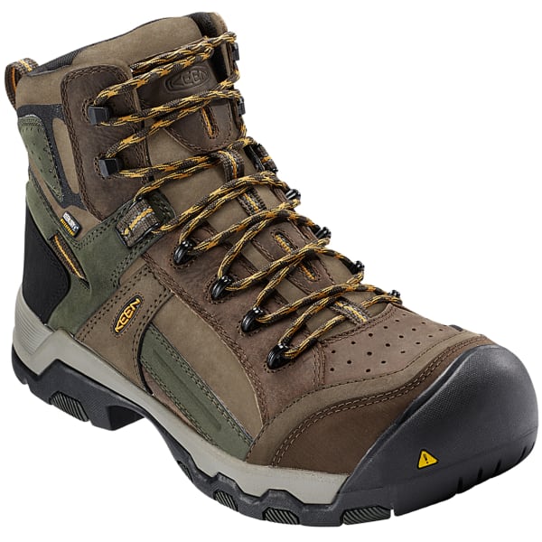 KEEN Men's Davenport Mid Waterproof Composite Toe Work Boots, Shitake/Forest