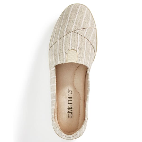 OLIVIA MILLER Women's Stripe Canvas Slip On Shoes