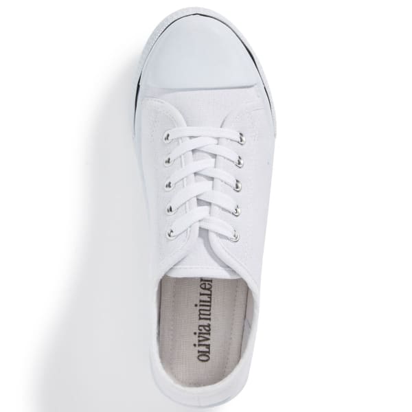 OLIVIA MILLER Women's Canvas Low-Top Sneakers, White