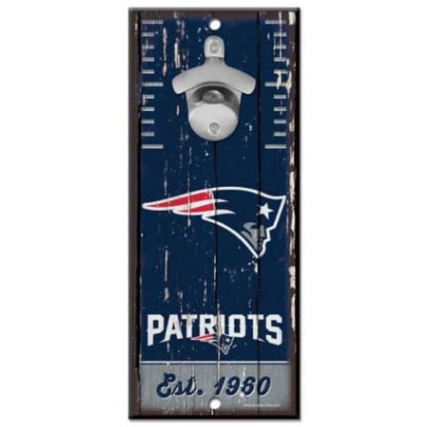 NEW ENGLAND PATRIOTS Wood Sign with Bottle Opener