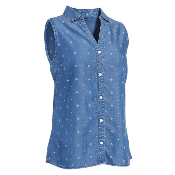 EMS Women's Printed Chambray Sleeveless Shirt