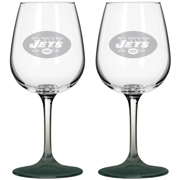 NEW YORK JETS Satin Etched Wine Glasses, Set of 2