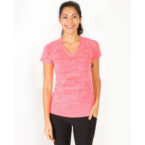 RBX Women's Speckle Multi Space-Dye V-Neck Short-Sleeve Tee