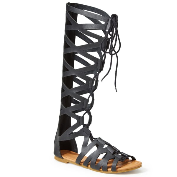 OLIVIA MILLER Women's Tall Lace-Up Gladiator Sandals, Black