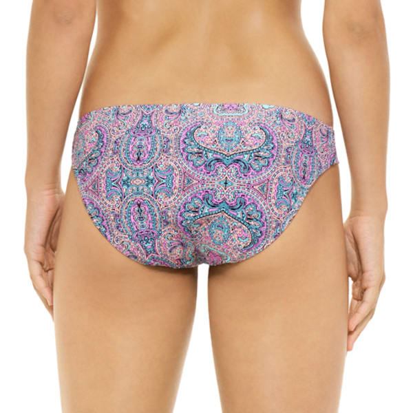 HOT WATER Juniors' Joy Parade Paisley Tunnel Side Bikini Bottoms