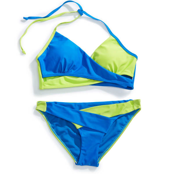 Y.M.I. Juniors' Color Block Wrap Bikini Top