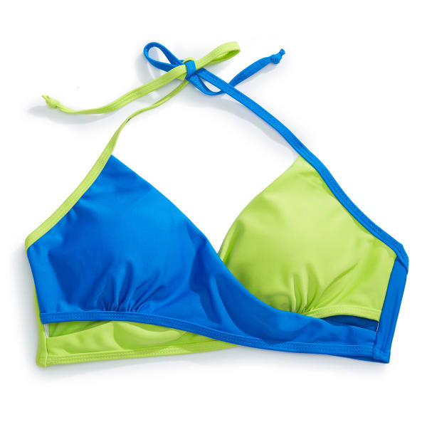 Y.M.I. Juniors' Color Block Wrap Bikini Top