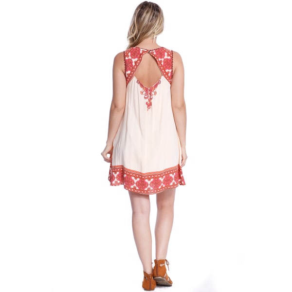 TAYLOR & SAGE Juniors' Border Print Open Back Dress