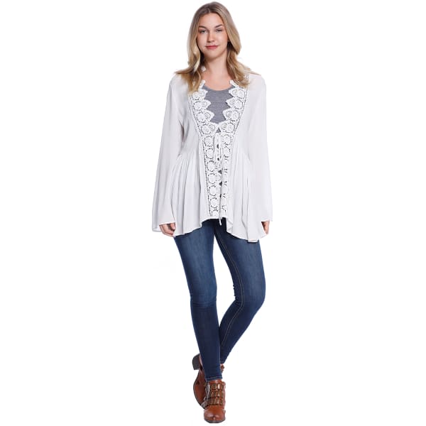 TAYLOR & SAGE Juniors' Lace-Trim Cardigan