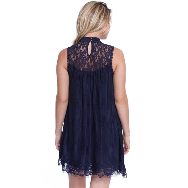 TAYLOR & SAGE Juniors' Hi-Neck Lace Dress