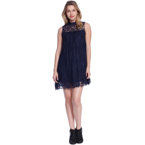 TAYLOR & SAGE Juniors' Hi-Neck Lace Dress