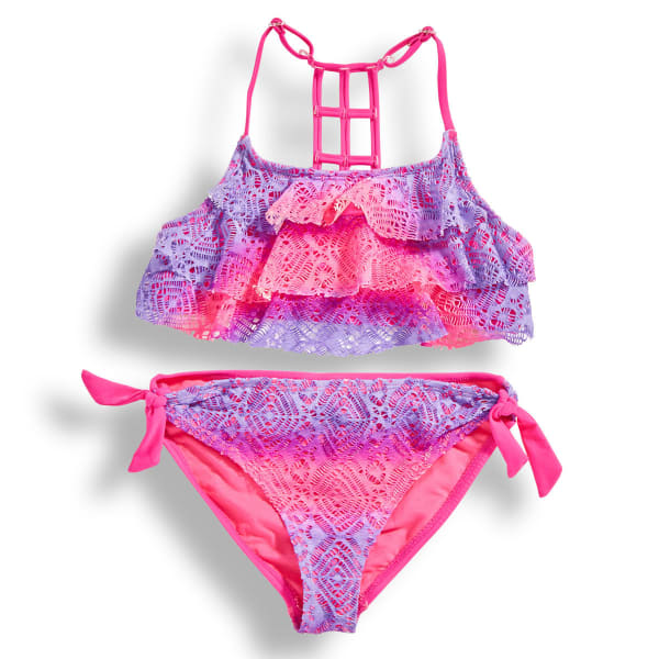 VIGOSS Girls' Tiered Ombre Crochet Bikini