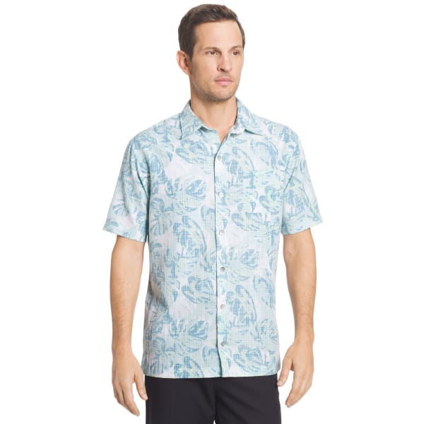 VAN HEUSEN Men's Printed Rayon Poly Short-Sleeve Shirt