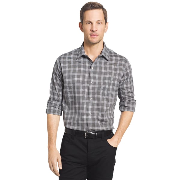 VAN HEUSEN Men's Traveler Plaid Long Sleeve Woven Shirt