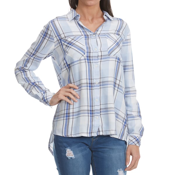 MAISON COUPE Women's Long Sleeve 2 Pocket Plaid Shirt