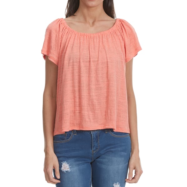 THYME & HONEY Women's Off The Shoulder Crinkle Top