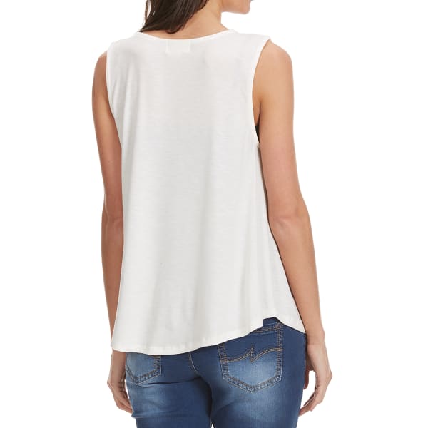 THYME & HONEY Juniors' Embroidered Yoke Tank