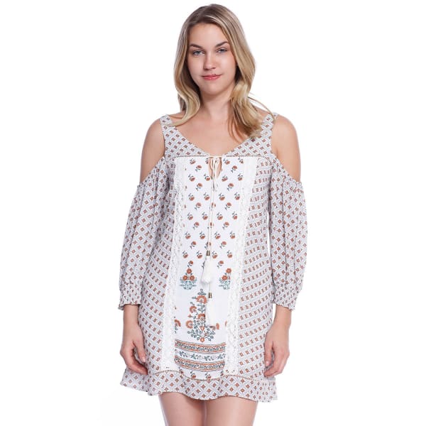 TAYLOR & SAGE Juniors' Cold Shoulder Boho Dress