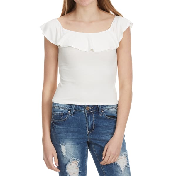 AMBIANCE Juniors' Ruffled Off The Shoulder Top