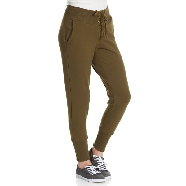 AMBIANCE Juniors' Lace Up Front Jogger Pants