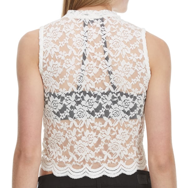 AMBIANCE Juniors' Mock Neck Lace Crop Top