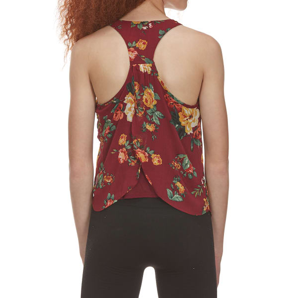 AMBIANCE Juniors' Floral Print Tulip Back Chiffon Tank