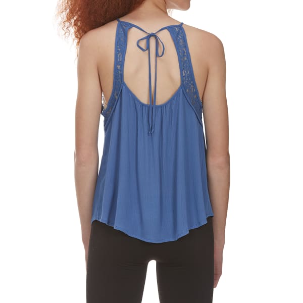 AMBIANCE APPAREL Juniors' Tie-Back Lace-Trim Tank Top