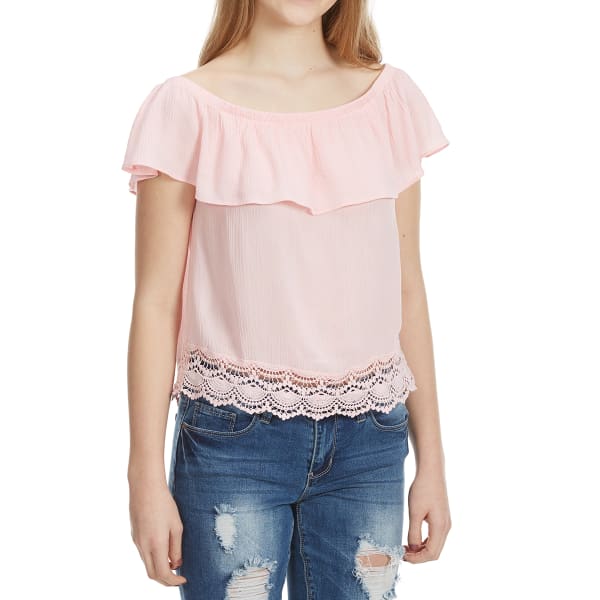 AMBIANCE Juniors' Ruffle Off The Shoulder Top