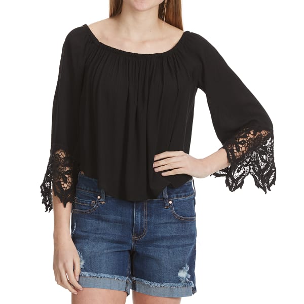 AMBIANCE Juniors' Long Sleeve Lace Off The shoulder Top
