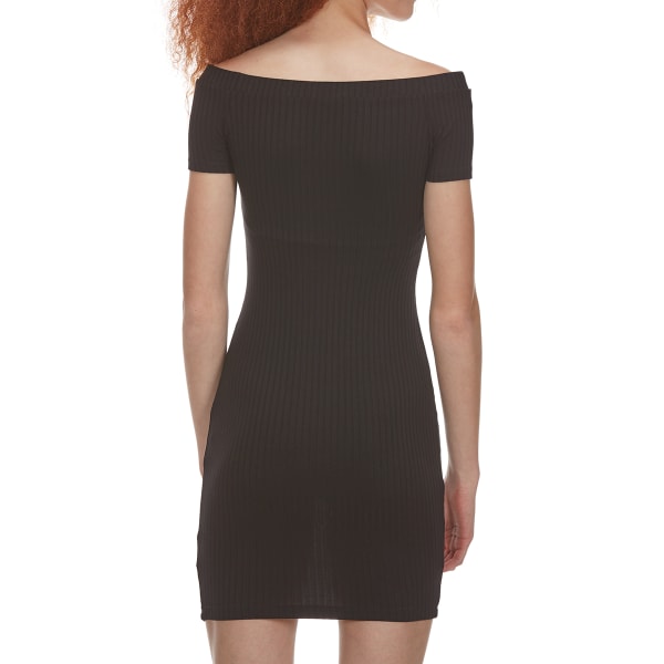 AMBIANCE Juniors' Off The Shoulder Ribbed Bodycon Dress