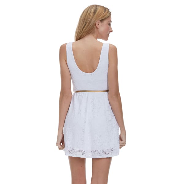 AMBIANCE Juniors' Belted Lace Dress