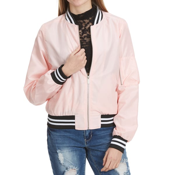 AMBIANCE Juniors' Bomber Jacket with Two-Tone Band