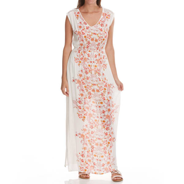 TAYLOR & SAGE Juniors' Center Print Empire Waist Maxi Dress