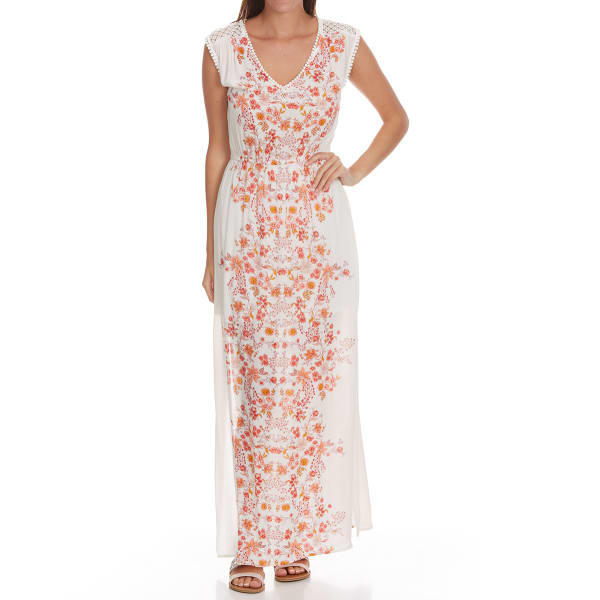 TAYLOR & SAGE Juniors' Center Print Empire Waist Maxi Dress