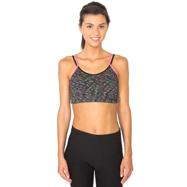 RBX Women's Multi-Striated Seamless Sports Bra with Removable Demi Cups