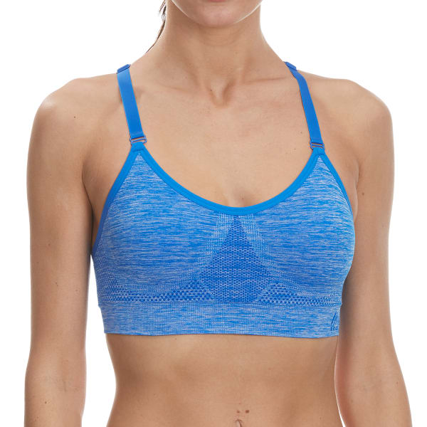 RBX Women's Shiny Striated Seamless Sports Bra with Removable Demi Cups