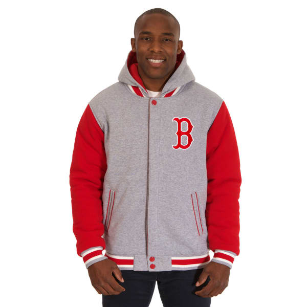 JH DESIGN Men's MLB Boston Red Sox Reversible Fleece Hooded Jacket