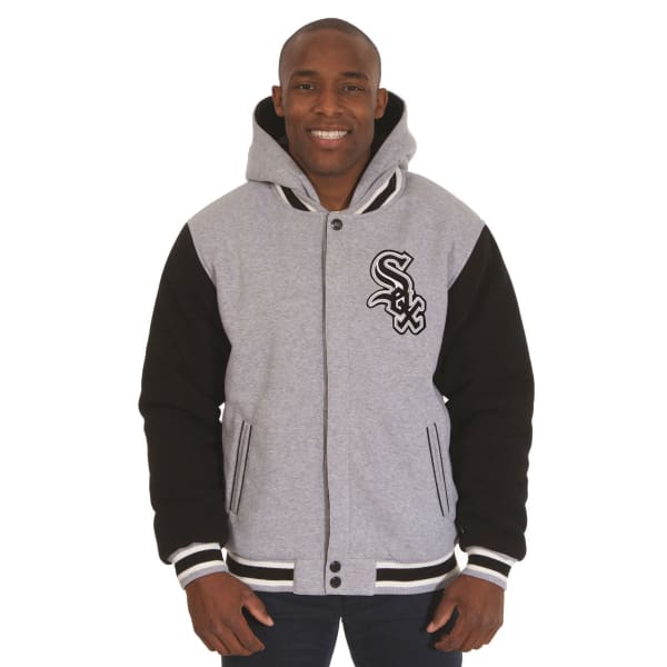 JH DESIGN Men's Chicago White Sox Reversible Fleece Hooded Jacket