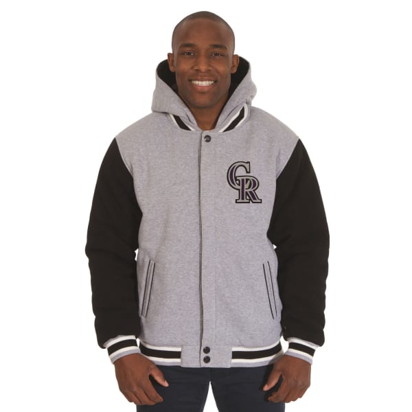 JH DESIGN Men's MLB Colorado Rockies Reversible Fleece Hooded Jacket