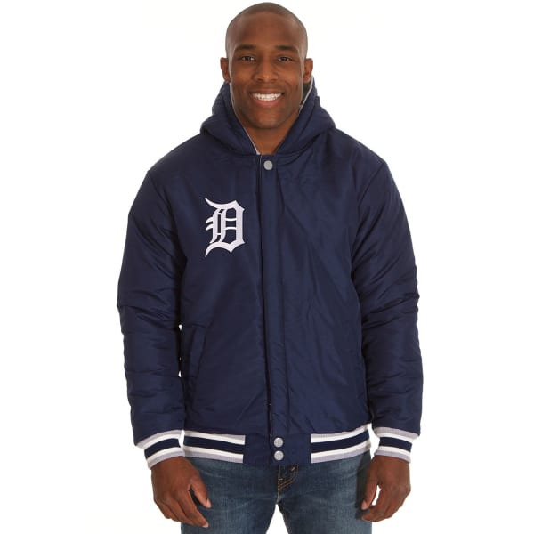 JH DESIGN Men's MLB Detroit Tigers Reversible Fleece Hooded Jacket